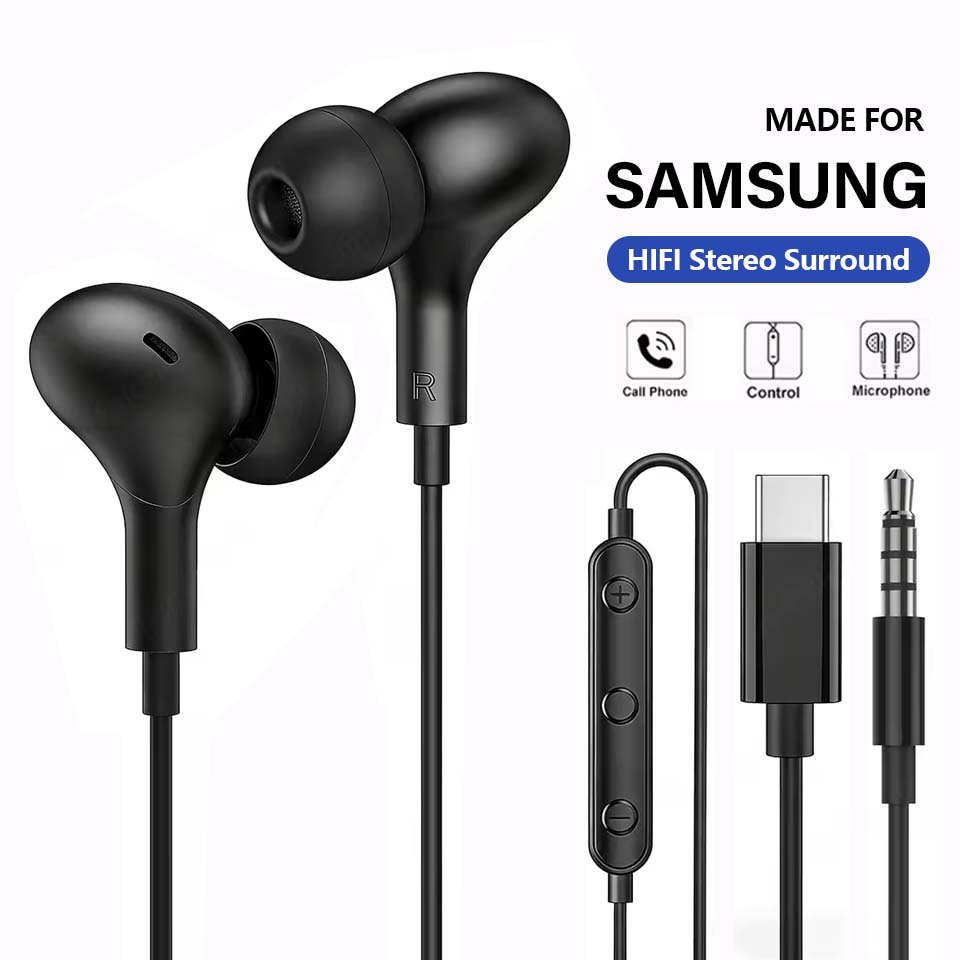 Wired Earphone Lightning - USB C Headphone for Samsung Galaxy